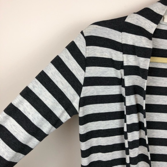 0728 / Boutique Brand - Striped Cardigan with Elbow Patch Detail - Picture 2 of 5